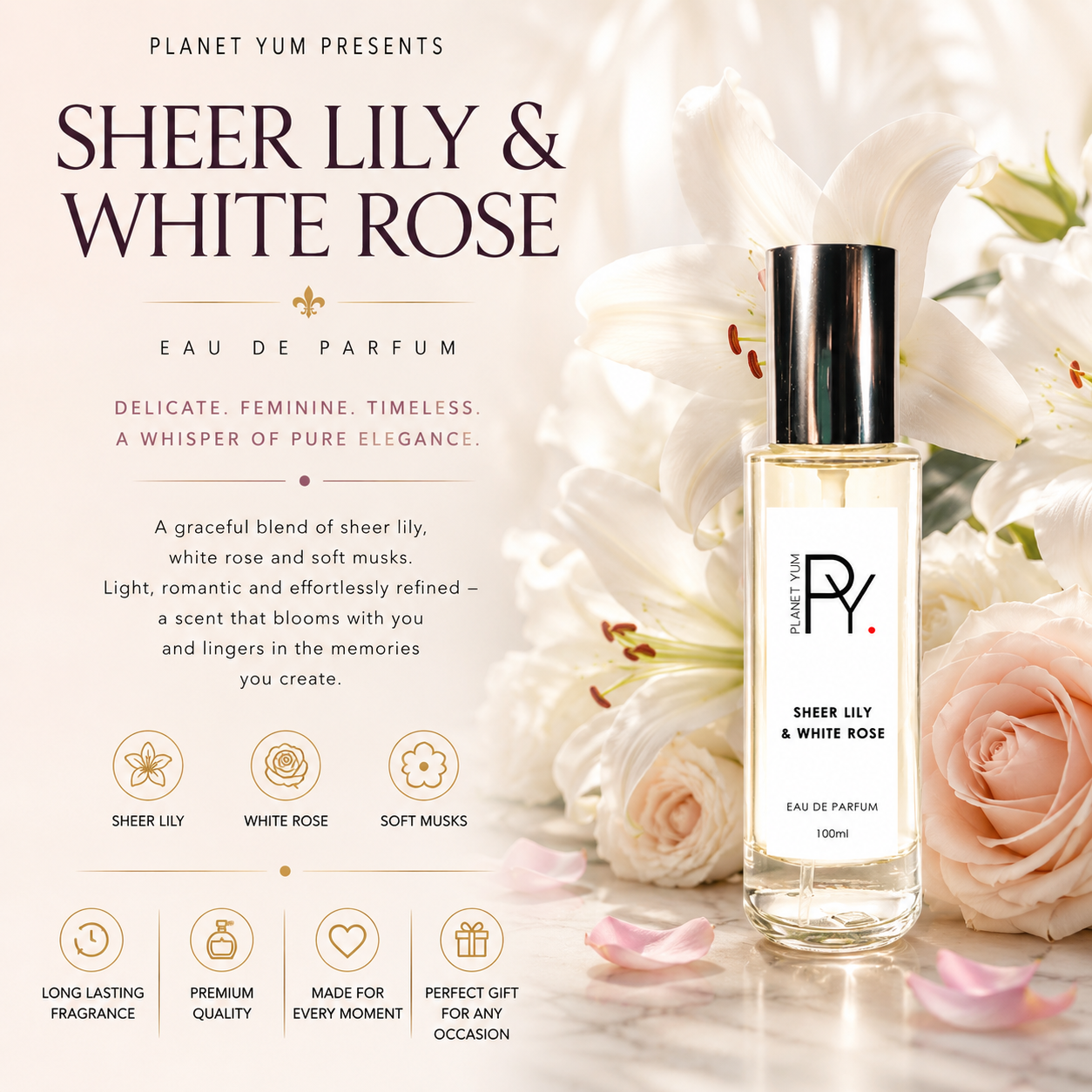 Sheer Lily & White Rose Perfume by Planet Yum