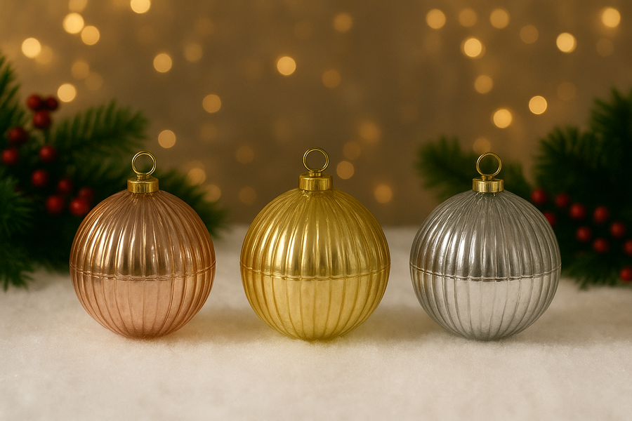 Christmas Bauble Candle Collection Rose, Gold and Silver