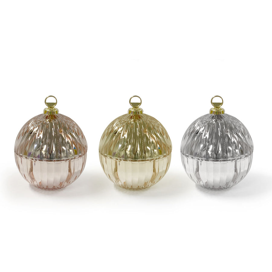 Christmas Bauble Candle Collection Rose, Gold and Silver