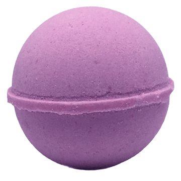Mauve coloured bath bomb by Planet Yum called Indigo Lavender isolated on white background