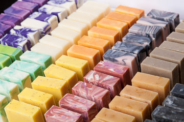 Beautifully coloured natural cold-process soaps made in Planet Yum Soapmaking for beginners workshop